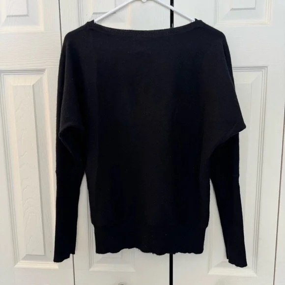 Women's Nicole Miller Cashmere Wide Neck Dolman Batwing Sweater, Black, Size M - Picture 5 of 9